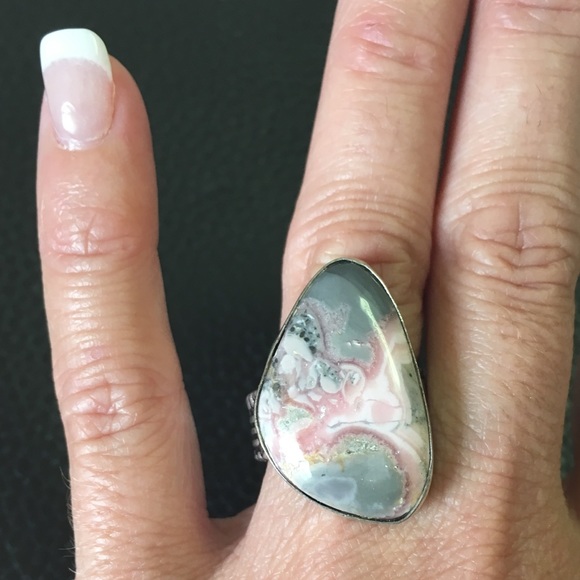 Handmade Sterling Silver & Rhodochrosite ring! Sz 7 Stamped 925 OOAK - Picture 1 of 5
